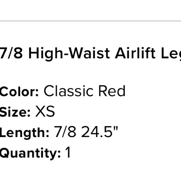 Women’s ALO Yoga Classic Red 7/8 Airlift Leggings. XS - Picture 5 of 5